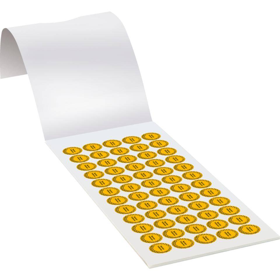 Prüfplakette Nächster Prüftermin 30-35, gelb, Folie, ablösbar, Ø15mm, 420/Heft