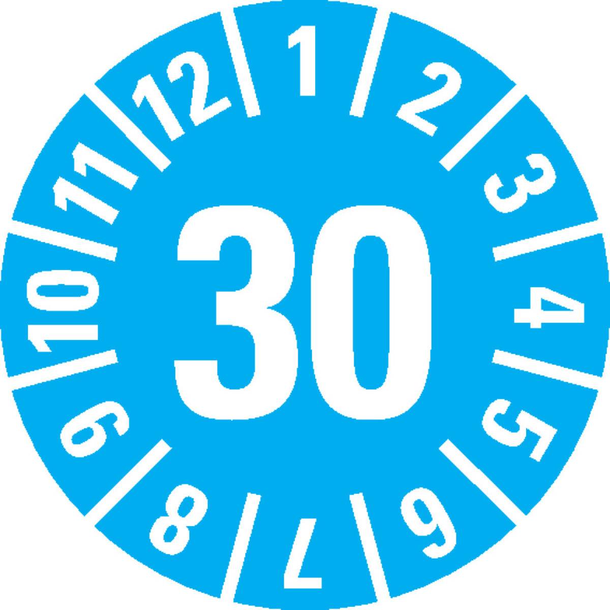 Ein blauer Kreis mit der Nummer „30