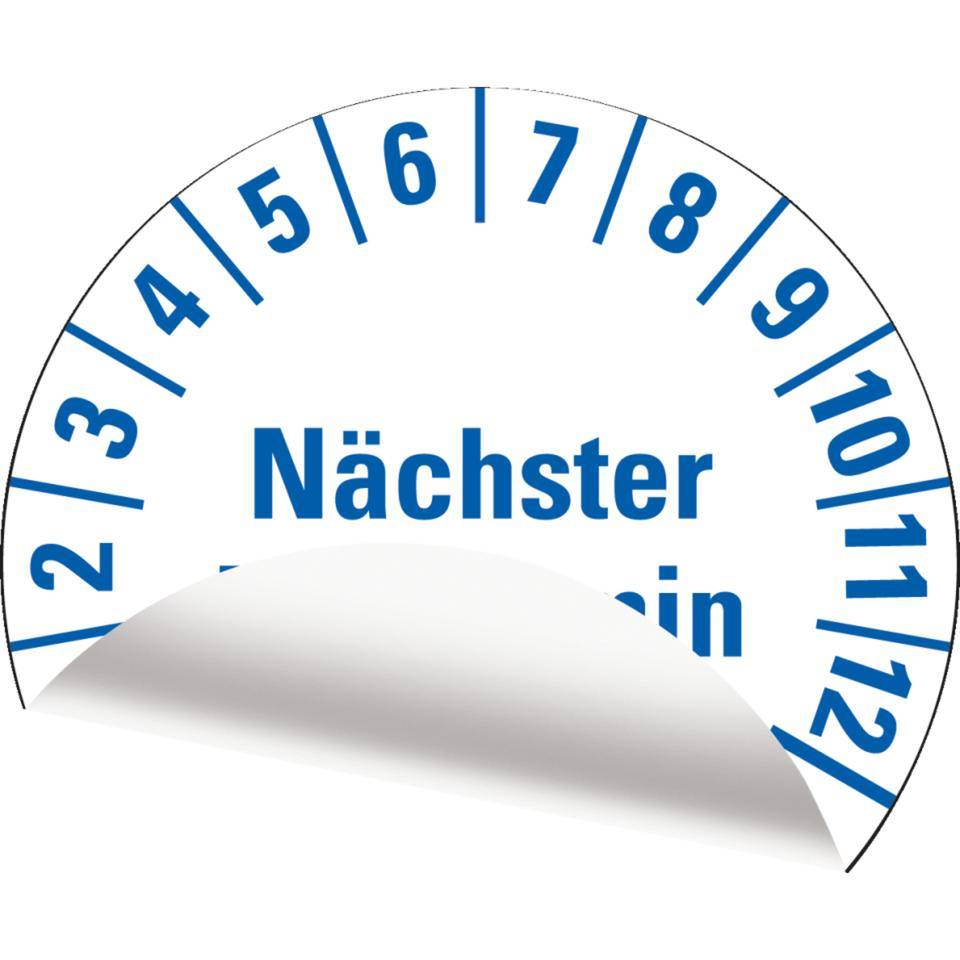 Prüfplakette Nächster Prüftermin 30-33, weiß, Folie, mit Spezialkleber, Ø 25mm, 21/Bogen