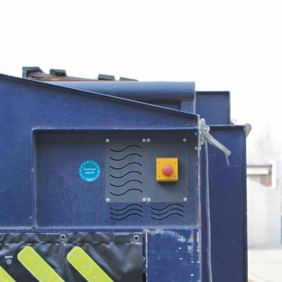 Prüfplakette Container geprüft 2030, hellblau, Hochleistungsfolie, Ø 30mm, 18/Bogen
