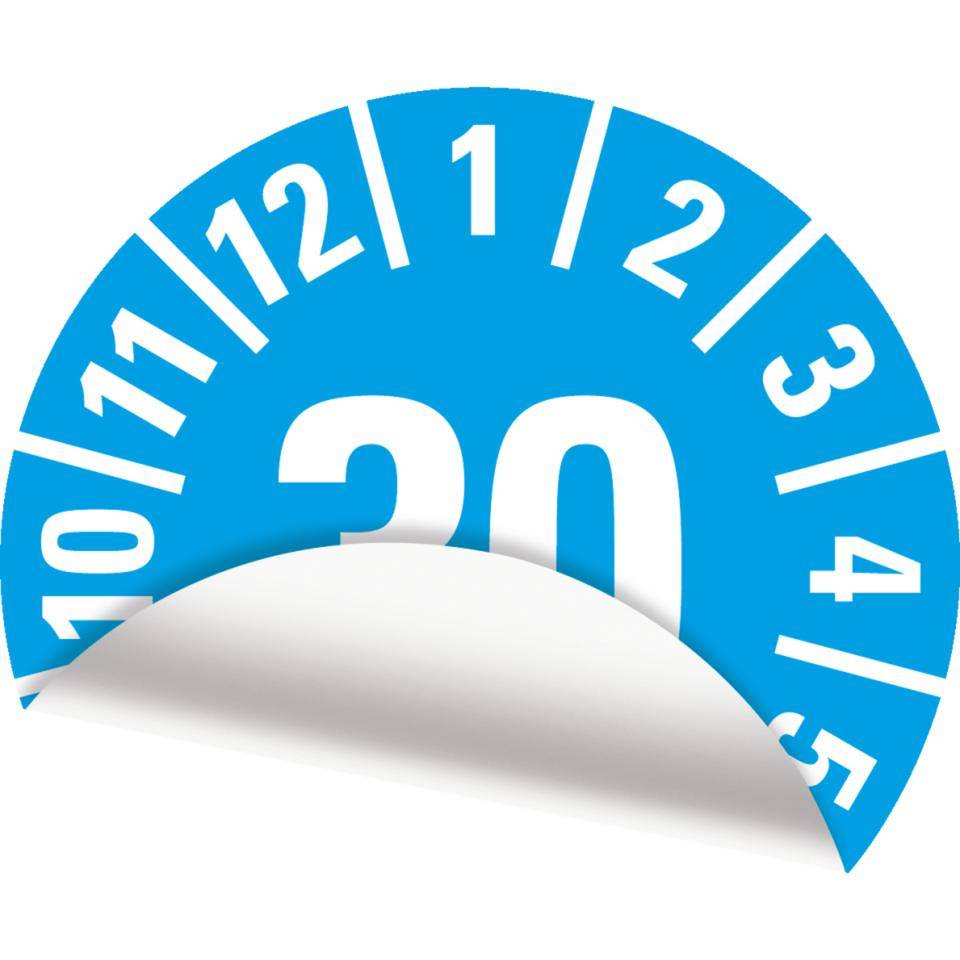 Prüfplakette 30, hellblau, Folie, ablösbar, Ø 15mm, 60/Bogen