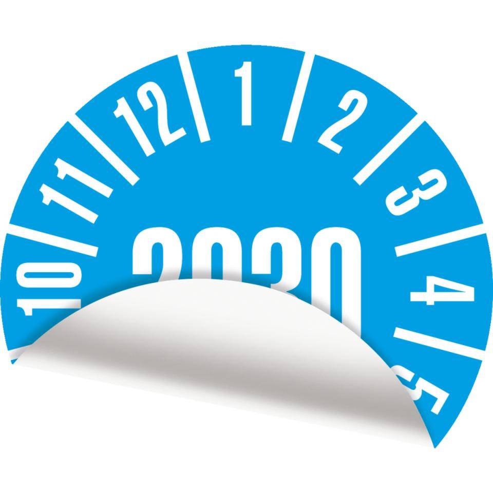 Prüfplakette 2030, hellblau, Folie, ablösbar, Ø 35mm, 60/Heft