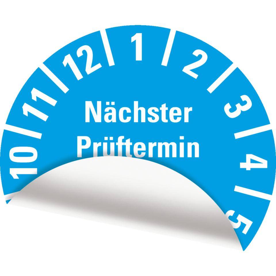 Prüfplakette Nächster Prüftermin 2030, hellblau, Polyesterfolie,SpezialfolieØ 20mm, 36/BOG