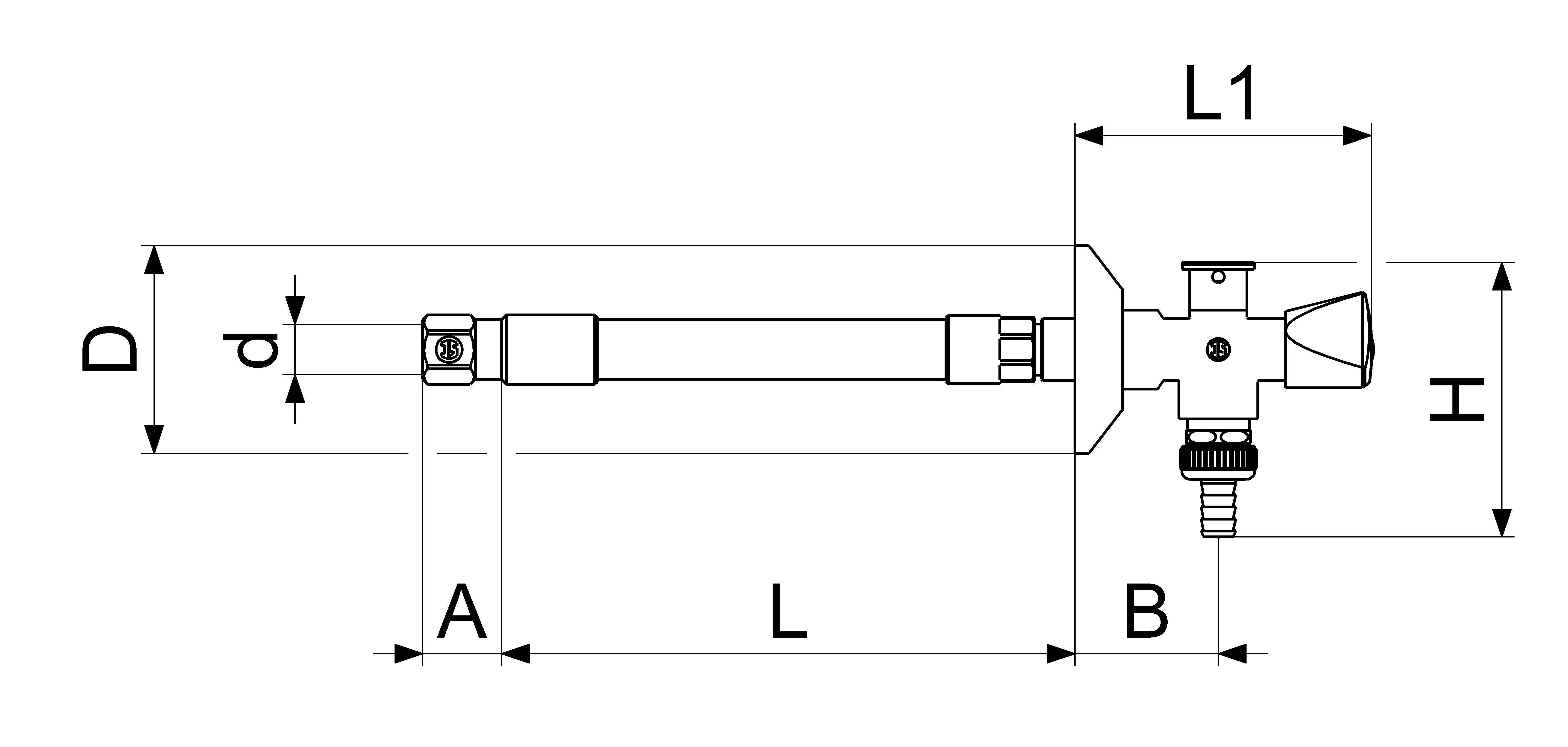 JS FROST-TEC AUSSENARMATUR, RB+RV SANITAERGRIFF,160-260MM,DN15,CHR.