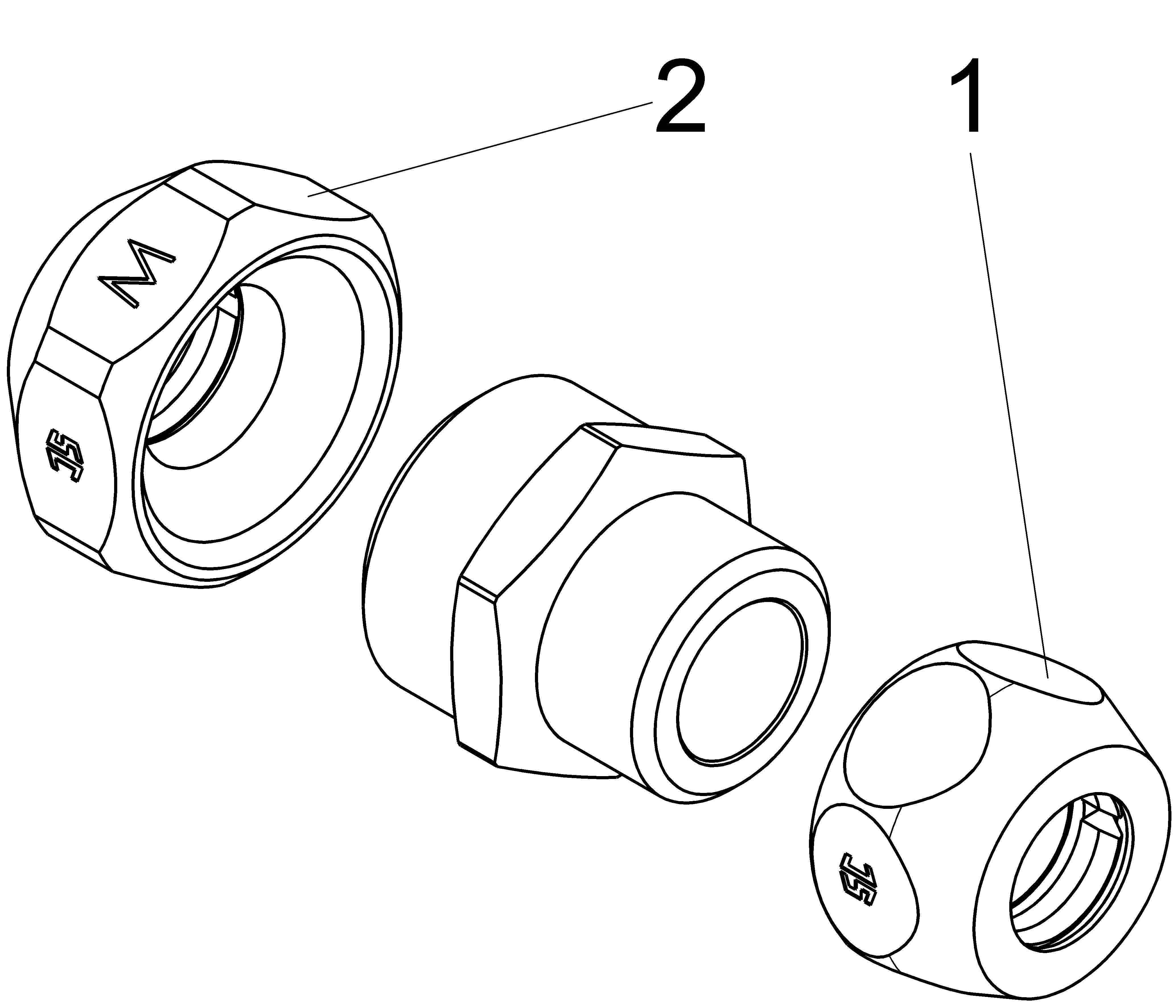 JS DOPPEL-QUETSCHVERSCHR. REDUZ. DN10,1/2"x12MM,3/8"x10MM,VERCHR.