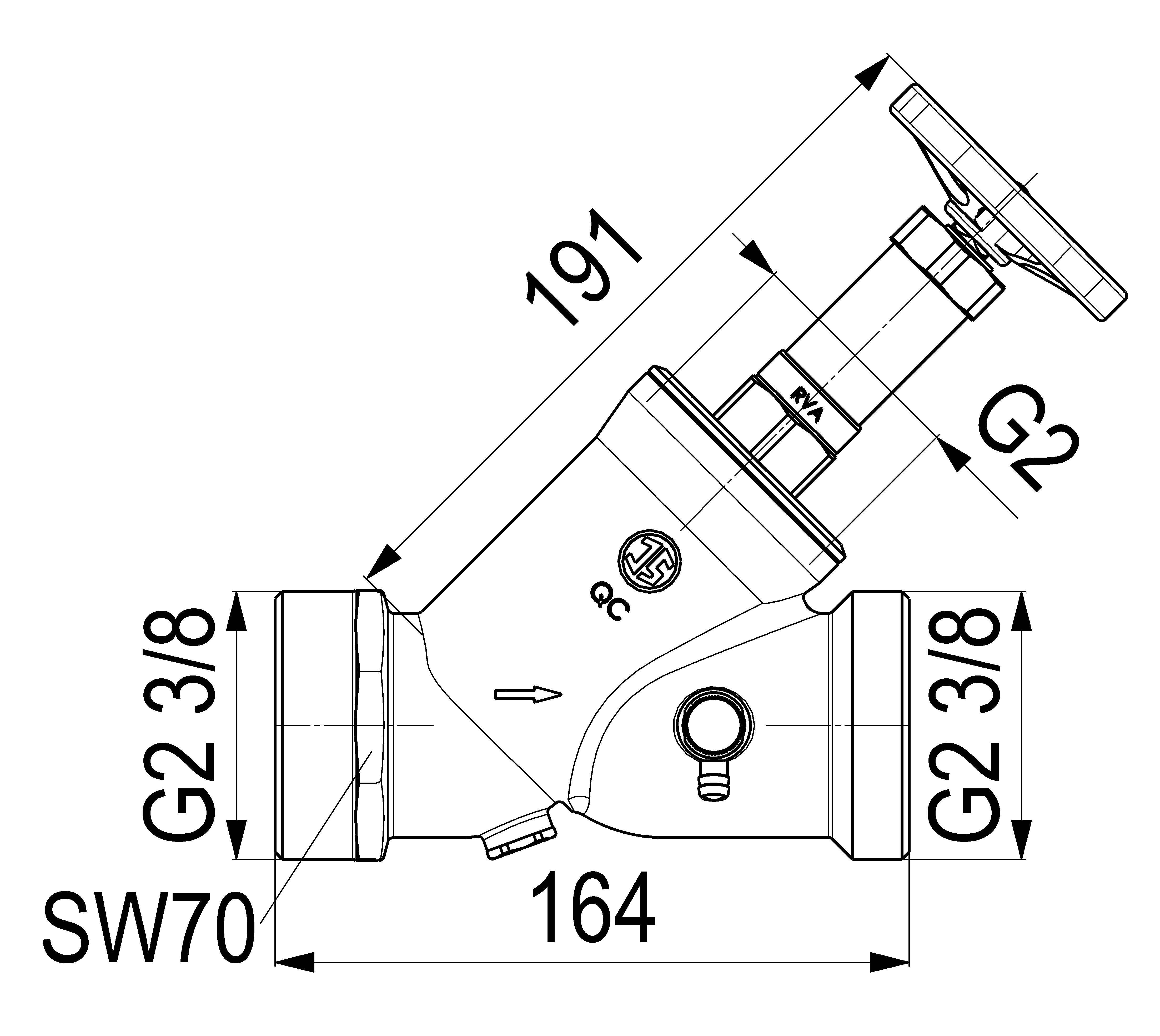 JS KFR-VENTIL,AUSSENGEWINDE MULTI M.ENTL.,N.ST.SP,DN50,AG2 3/8,DVGW