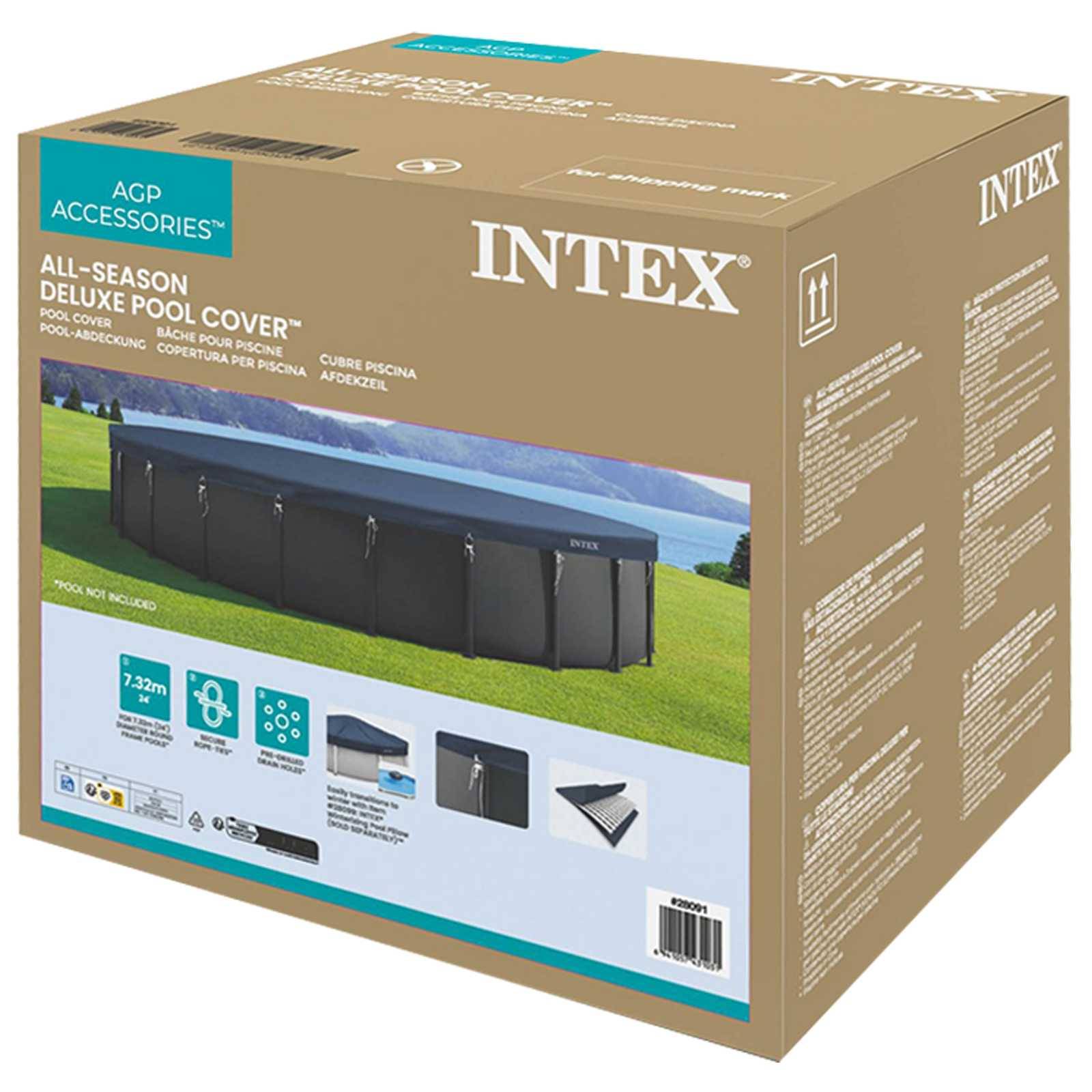 INTEX Poolabdeckung INTEX Ø730 x 20 cm Rund PVC Dunkelblau und Grau