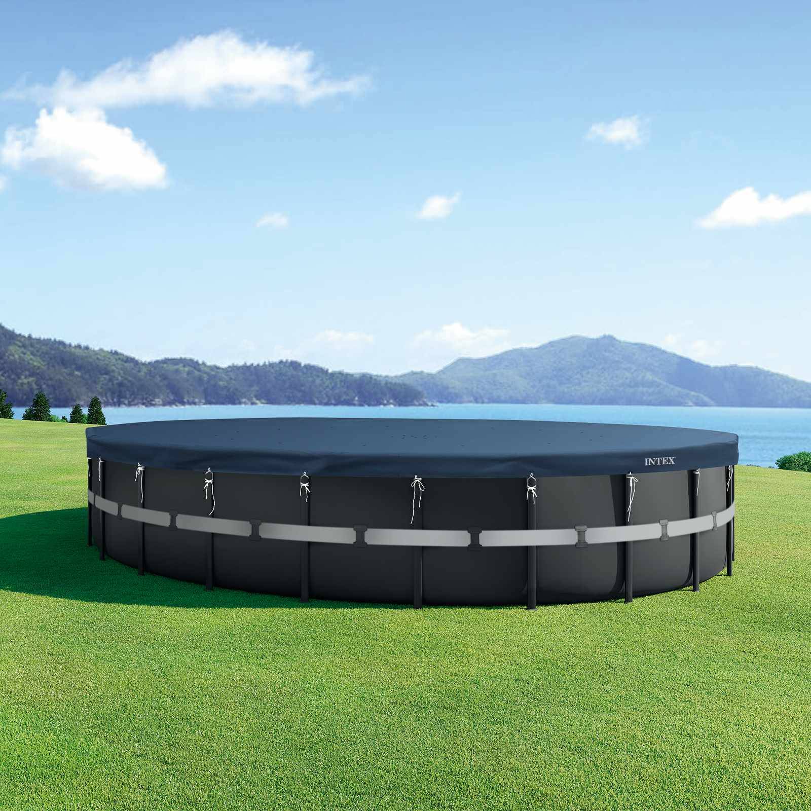 INTEX Poolabdeckung INTEX Ø730 x 20 cm Rund PVC Dunkelblau und Grau