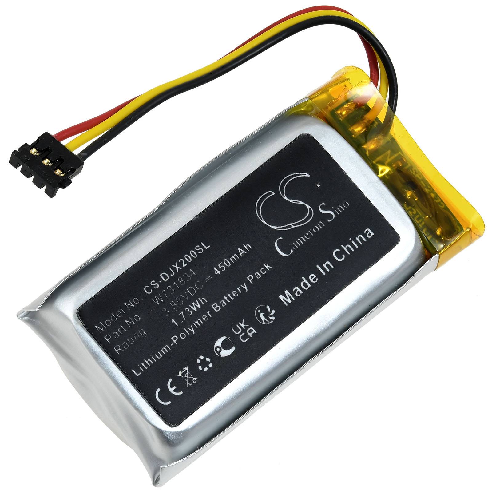 Ein Lithium-Polymer-Akkupack mit der Aufschrift „Made in China