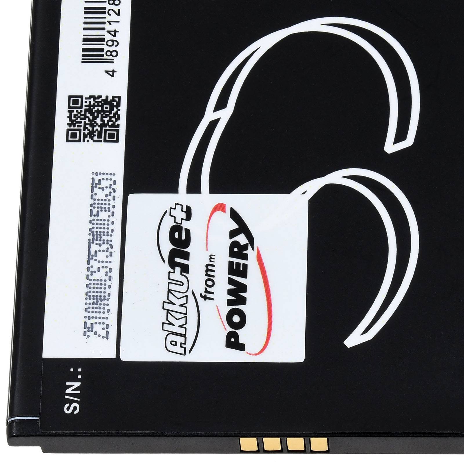 Eine schwarze wiederaufladbare Batterie mit der Bezeichnung „akkunet from POWERY