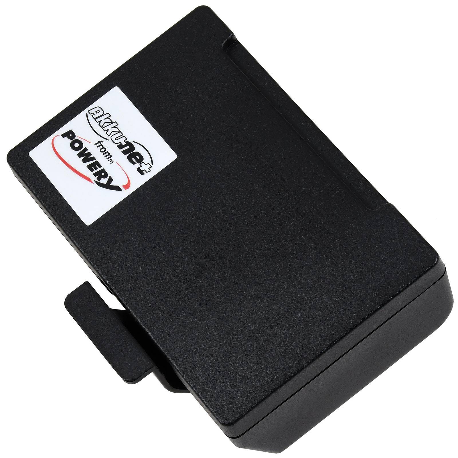 Ein schwarzes rechteckiges Akkupaket mit der Bezeichnung „AkkuNet von PowerX