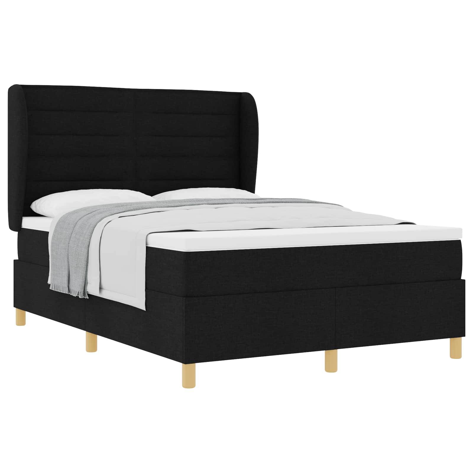 vidaXL Boxspringbett mit Matratze Schwarz 200 x 160 cm Stoff