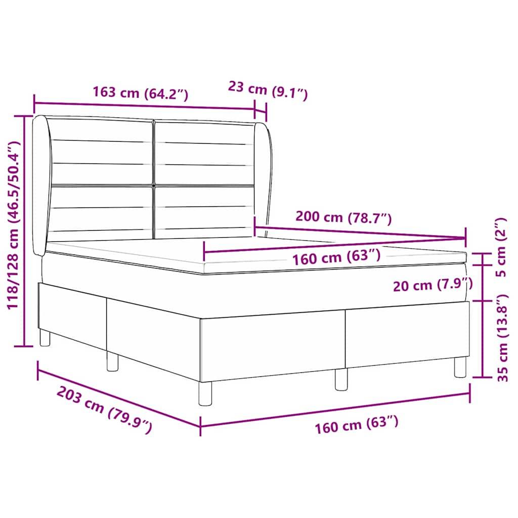 Diagramm der Bettabmessungen: Breite 163 cm (64,2
