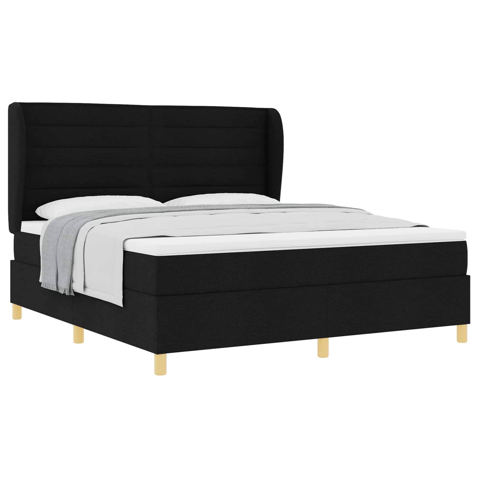 vidaXL Boxspringbett mit Matratze Schwarz 200 x 180 cm Stoff