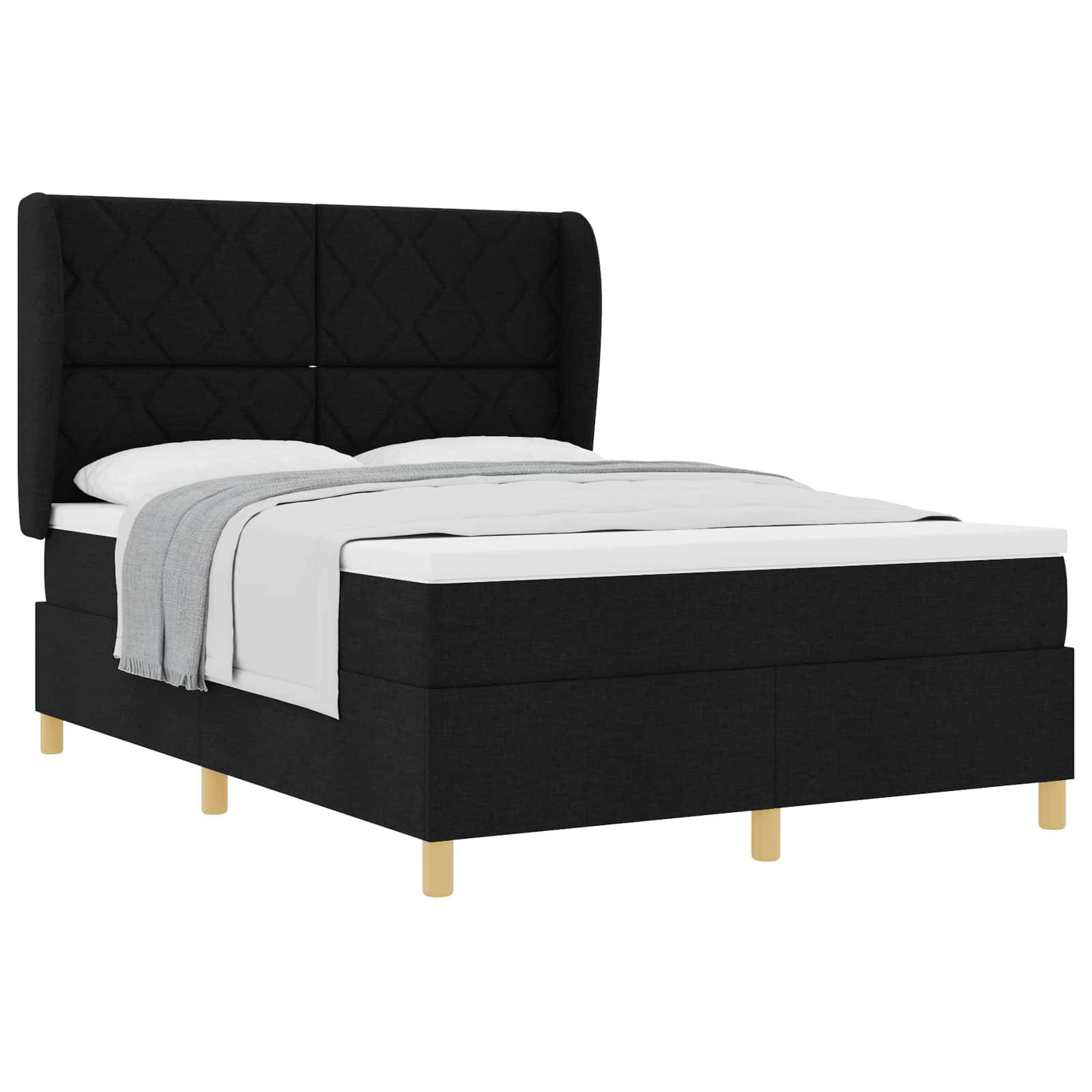 vidaXL Boxspringbett mit Kopfteil Schwarz 200 x 160 cm Stoff