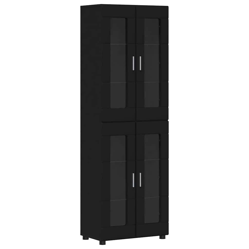 vidaXL Highboard mit Tür FLORIN Schwarz 60 x 35 x 182 cm Holzwerkstoff