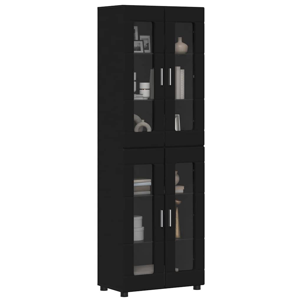 vidaXL Highboard mit Tür FLORIN Schwarz 60 x 35 x 182 cm Holzwerkstoff