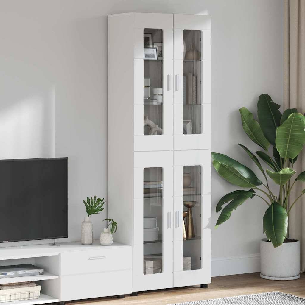 vidaXL Highboard FLORIN Hochglanz Weiß 60 x 35 x 182 cm Holzwerkstoff