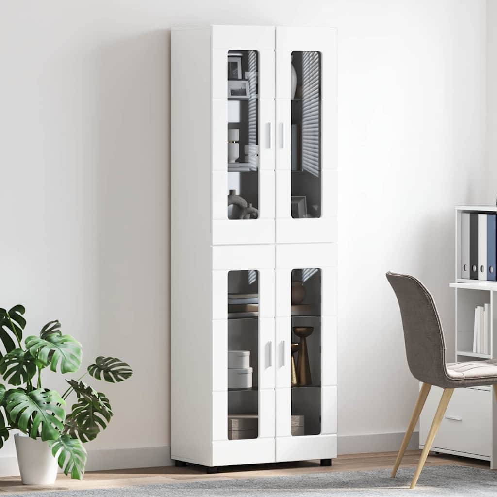 vidaXL Highboard FLORIN Hochglanz Weiß 60 x 35 x 182 cm Holzwerkstoff