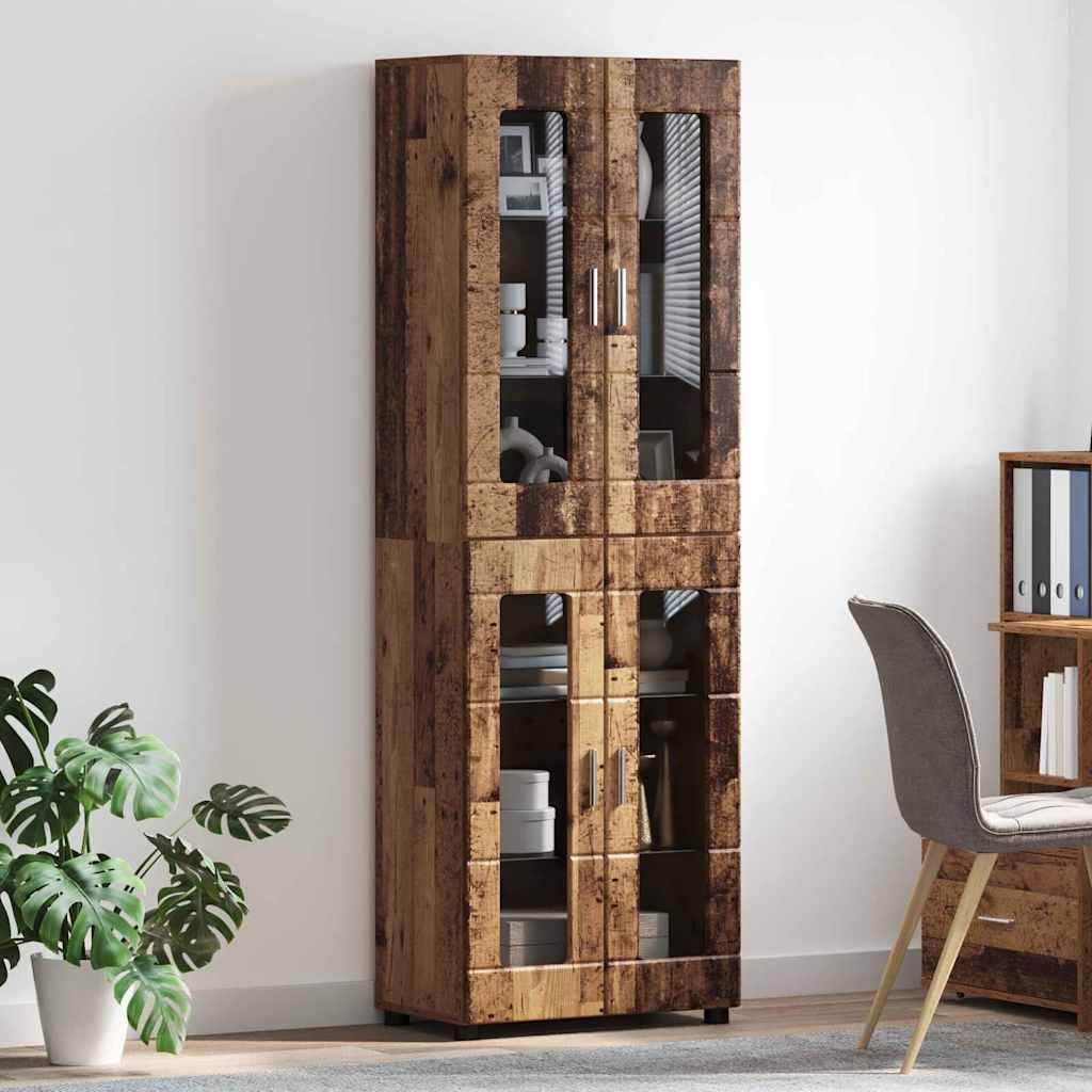 vidaXL Highboard mit Tür FLORIN Altholz 60 x 35 x 182 cm Holzwerkstoff