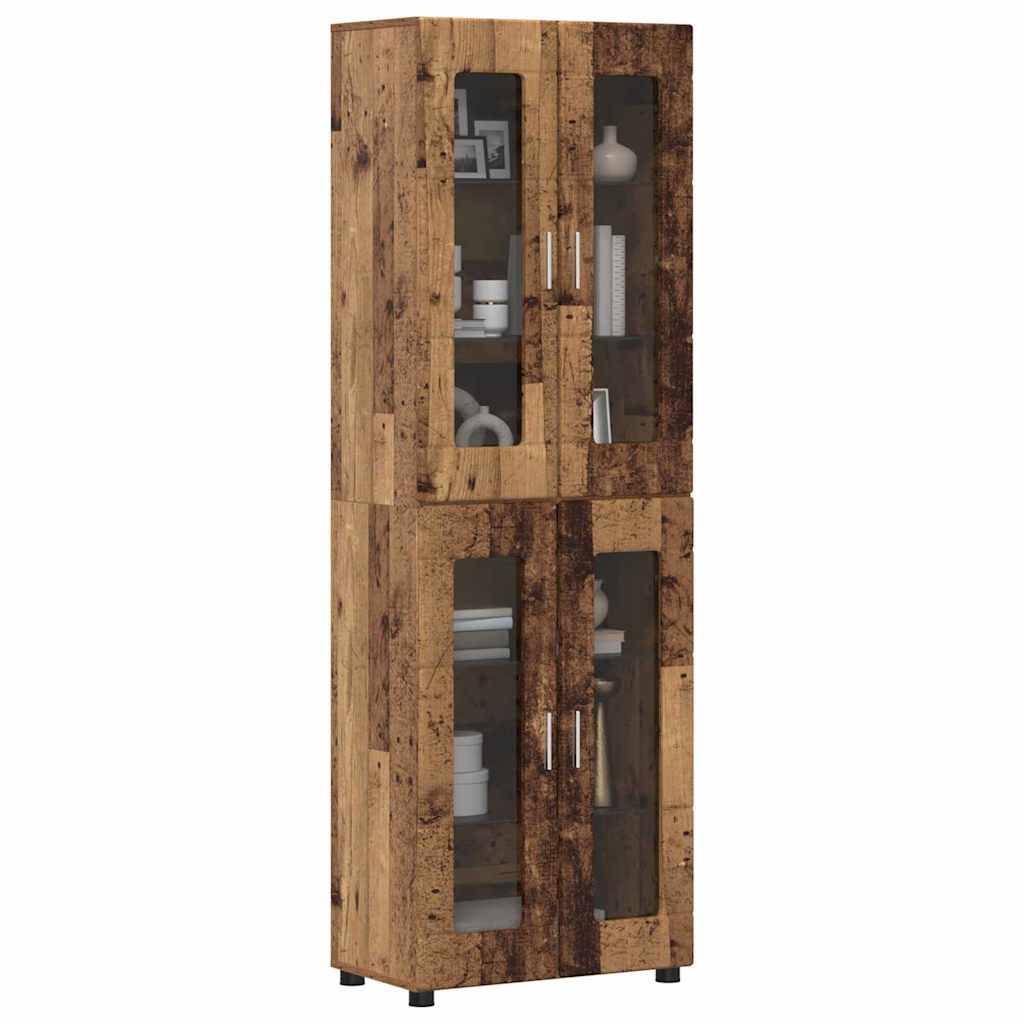 vidaXL Highboard mit Tür FLORIN Altholz 60 x 35 x 182 cm Holzwerkstoff