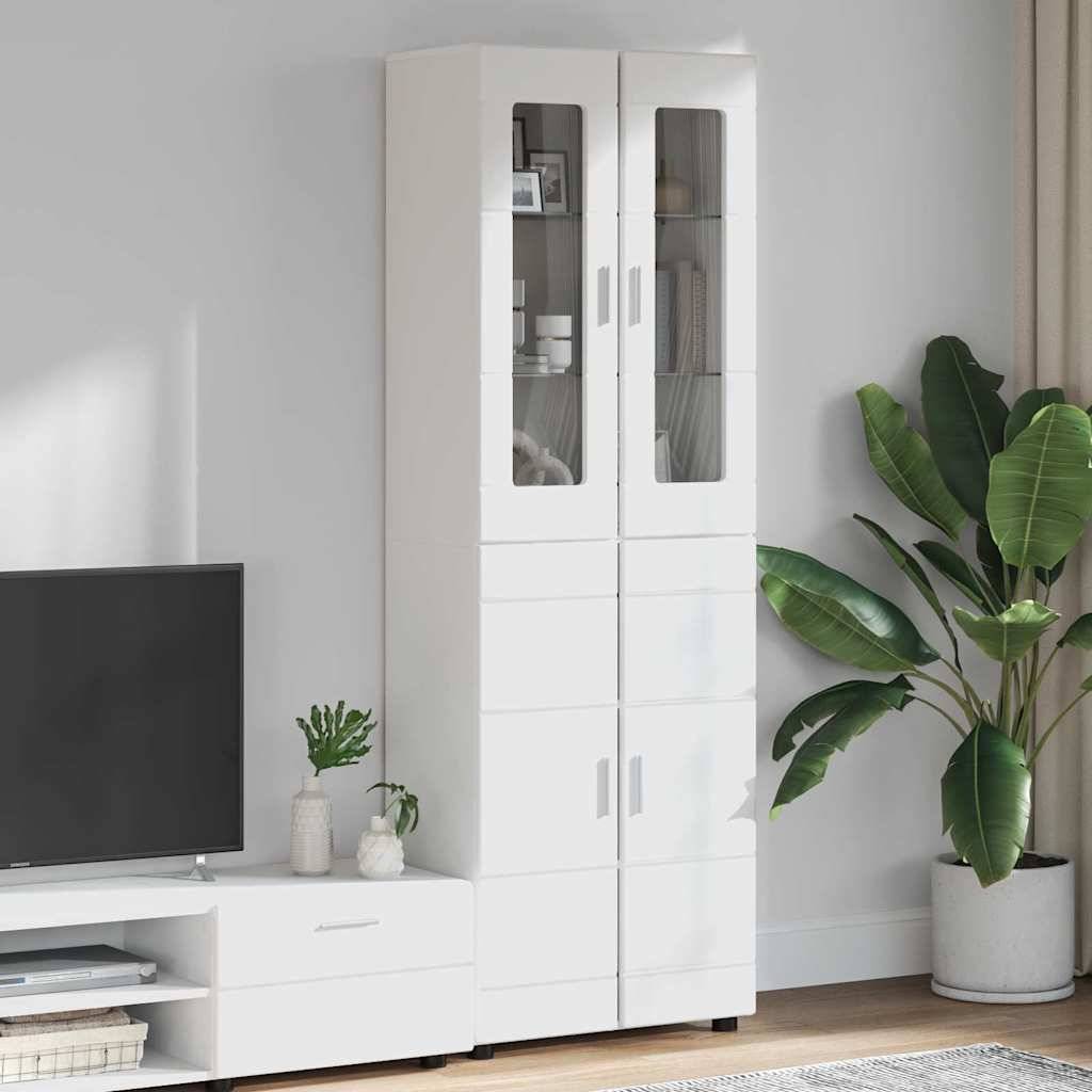 vidaXL Highboard mit Regal FLORIN Weiß 60 x 35 x 182 cm Holzwerkstoff