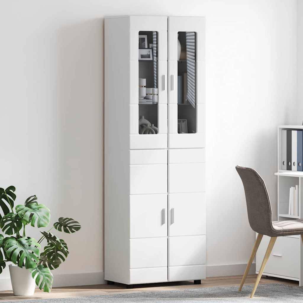 vidaXL Highboard mit Regal FLORIN Weiß 60 x 35 x 182 cm Holzwerkstoff
