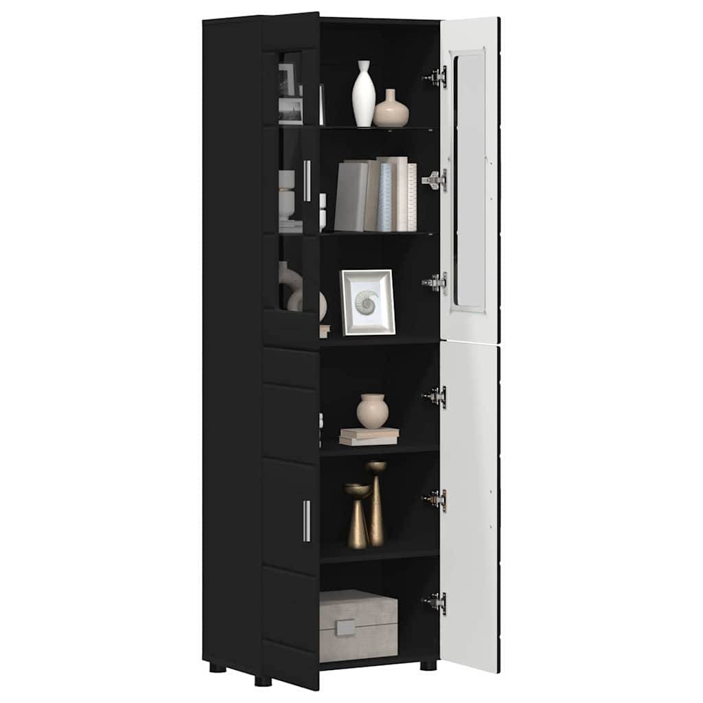 vidaXL Highboard mit Tür FLORIN Schwarz 60 x 35 x 182 cm Holzwerkstoff