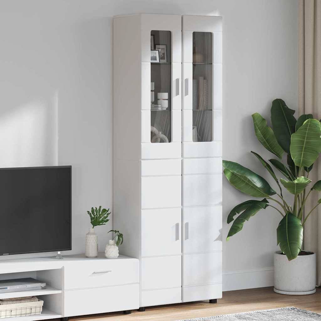 vidaXL Highboard FLORIN Hochglanz Weiß 60 x 35 x 182 cm Holzwerkstoff