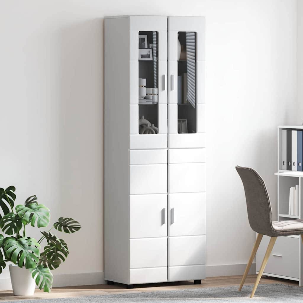vidaXL Highboard FLORIN Hochglanz Weiß 60 x 35 x 182 cm Holzwerkstoff