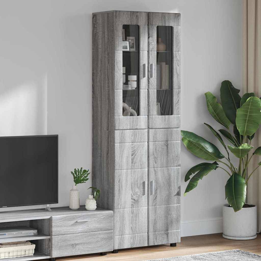 vidaXL Highboard FLORIN Graues Sonoma 60 x 35 x 182 cm Holzwerkstoff