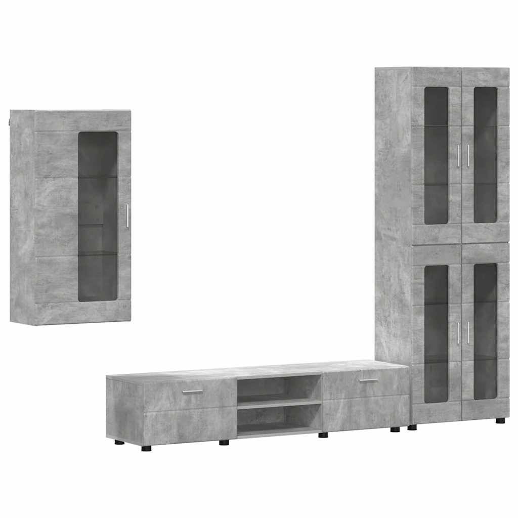 vidaXL TV-Schrankset mit Regal FLORIN 3 pcs Beton Grau Holzwerkstoff