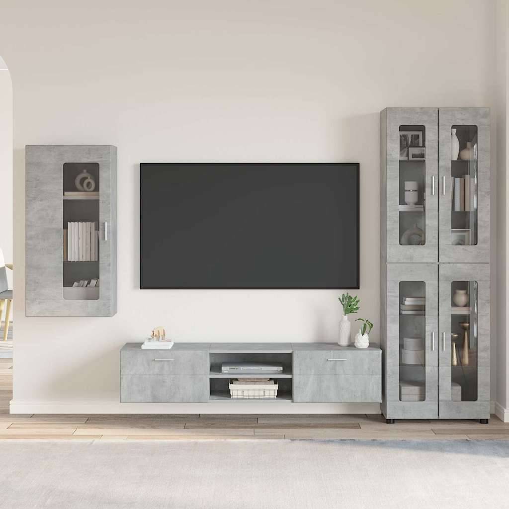vidaXL TV-Schrankset mit Regal FLORIN 3 pcs Beton Grau Holzwerkstoff