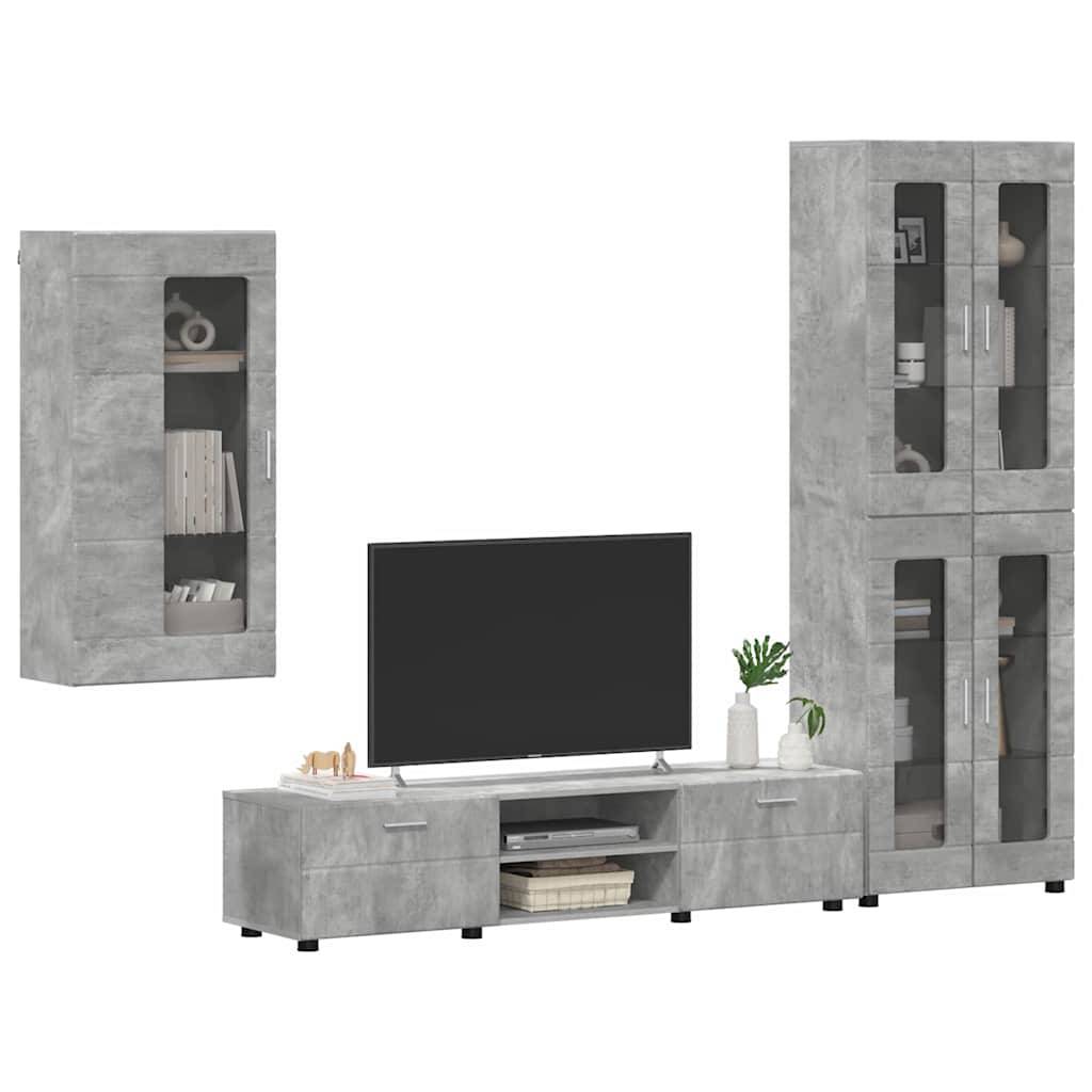 vidaXL TV-Schrankset mit Regal FLORIN 3 pcs Beton Grau Holzwerkstoff