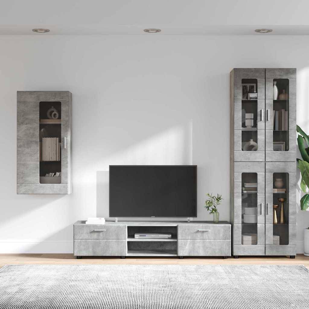 vidaXL TV-Schrankset mit Regal FLORIN 3 pcs Beton Grau Holzwerkstoff