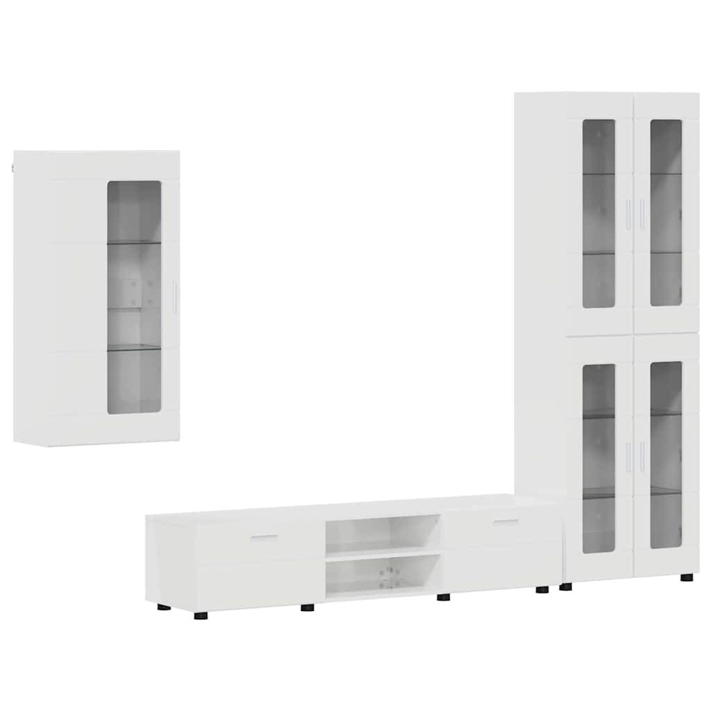 vidaXL TV-Schrankset mit Tür FLORIN 3 pcs Hochglanz Weiß Holzwerkstoff