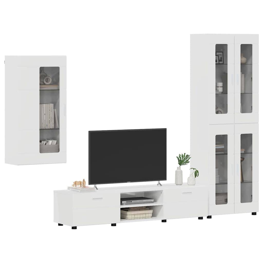 vidaXL TV-Schrankset mit Tür FLORIN 3 pcs Hochglanz Weiß Holzwerkstoff