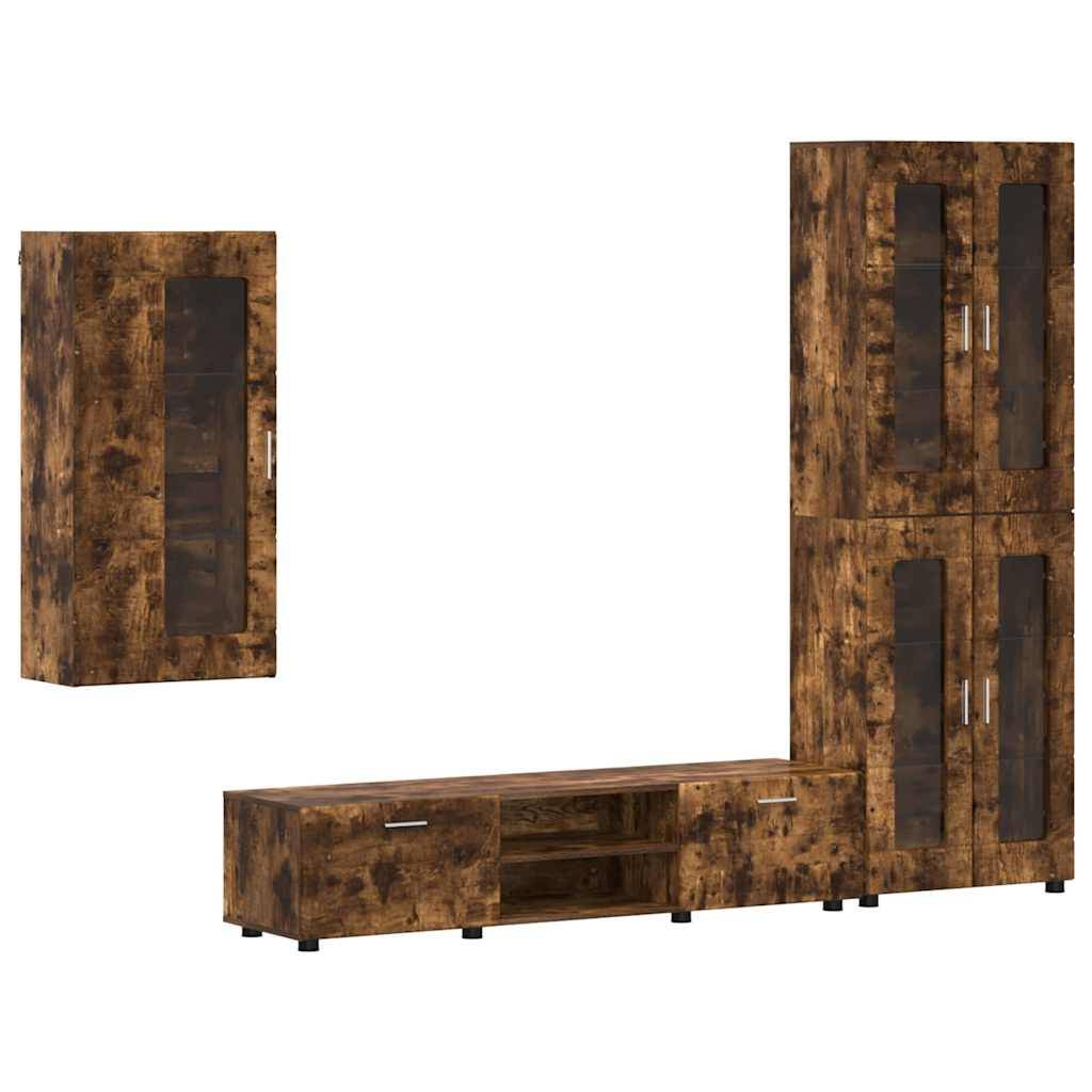 vidaXL TV-Schrankset FLORIN 3 pcs Geräucherte Eiche Holzwerkstoff