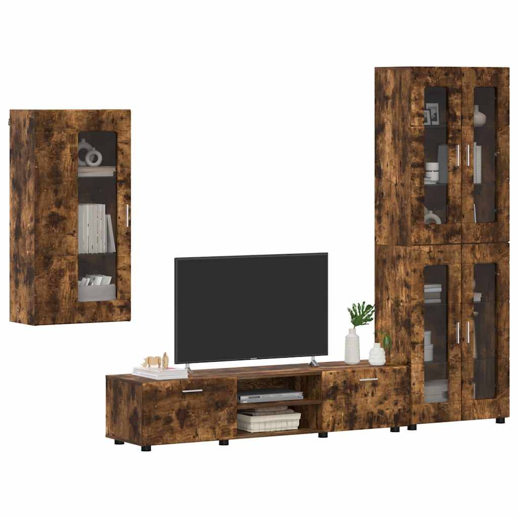 vidaXL TV-Schrankset FLORIN 3 pcs Geräucherte Eiche Holzwerkstoff