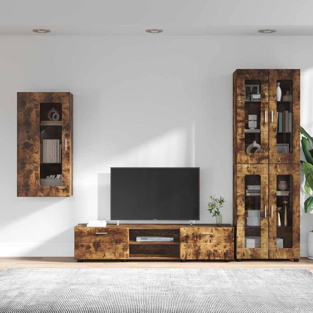 vidaXL TV-Schrankset FLORIN 3 pcs Geräucherte Eiche Holzwerkstoff