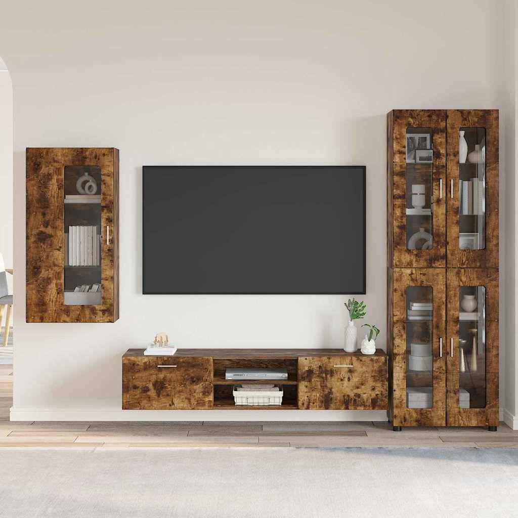 vidaXL TV-Schrankset FLORIN 3 pcs Geräucherte Eiche Holzwerkstoff
