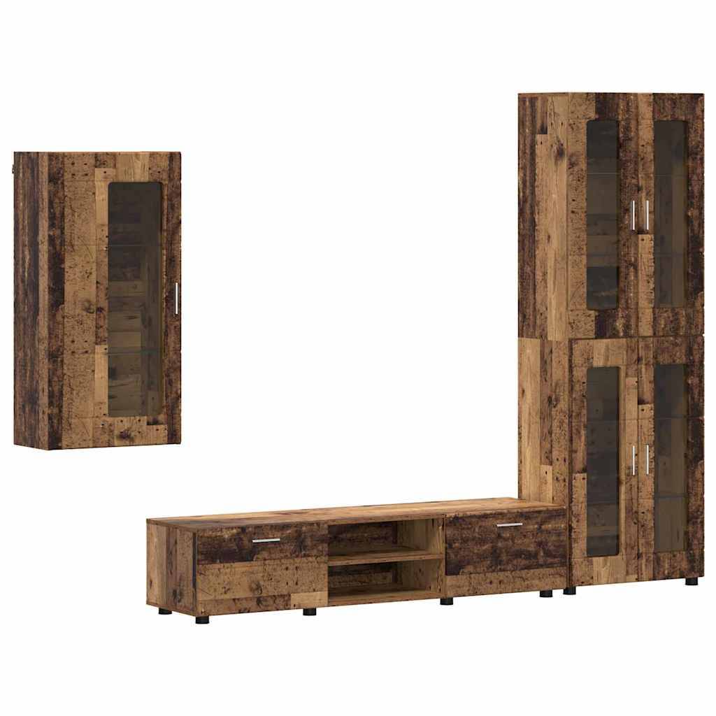 vidaXL TV-Schrankset mit Schubladen FLORIN 3 pcs Altholz Holzwerkstoff