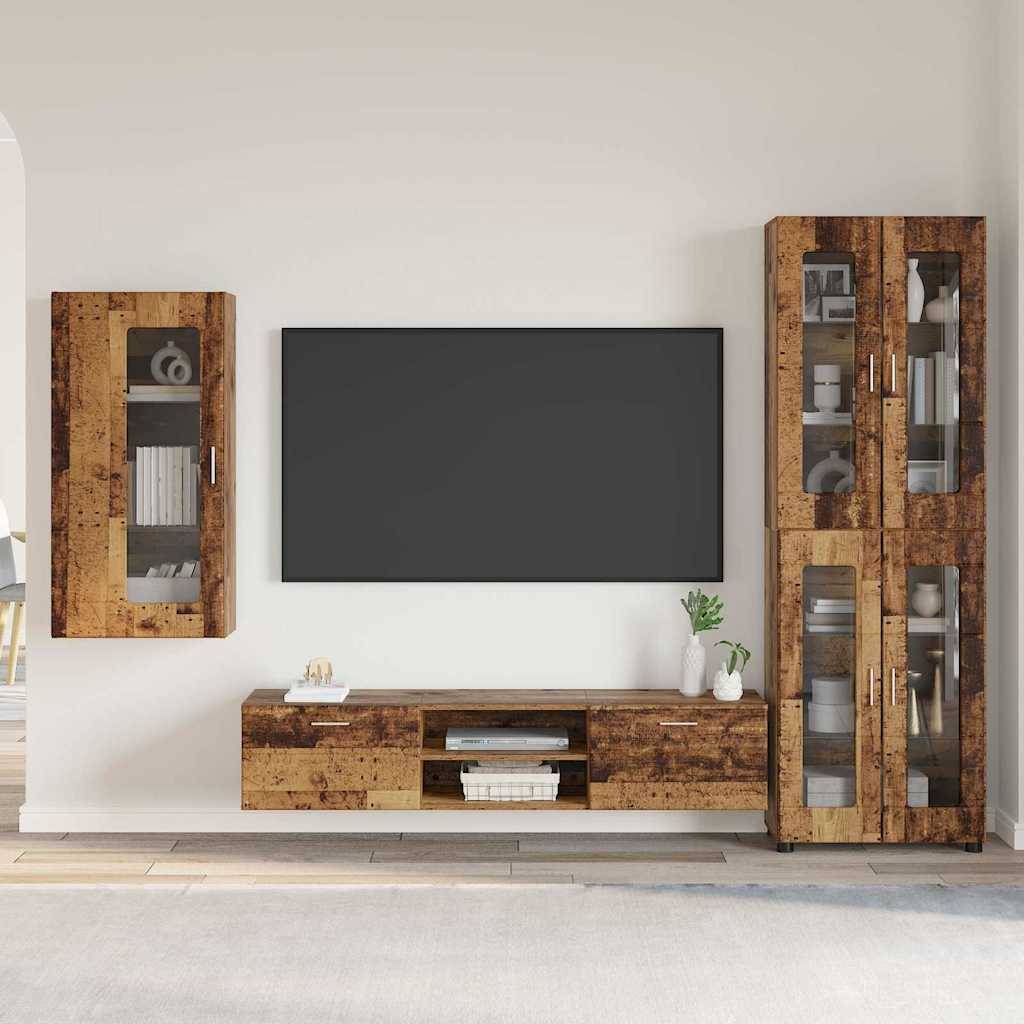 vidaXL TV-Schrankset mit Schubladen FLORIN 3 pcs Altholz Holzwerkstoff