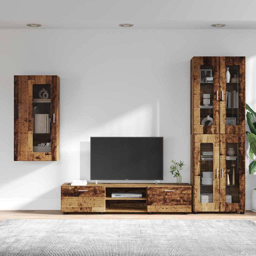 vidaXL TV-Schrankset mit Schubladen FLORIN 3 pcs Altholz Holzwerkstoff