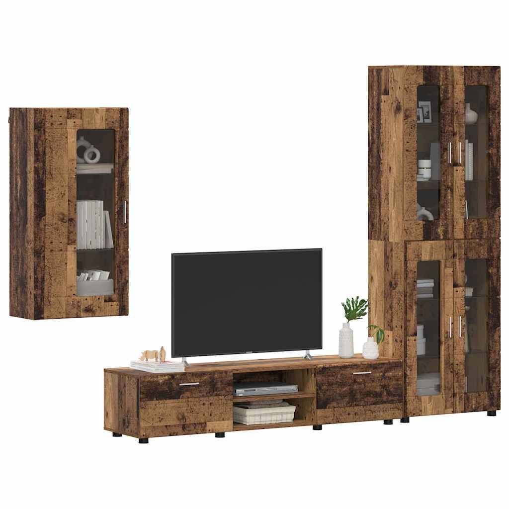 vidaXL TV-Schrankset mit Schubladen FLORIN 3 pcs Altholz Holzwerkstoff