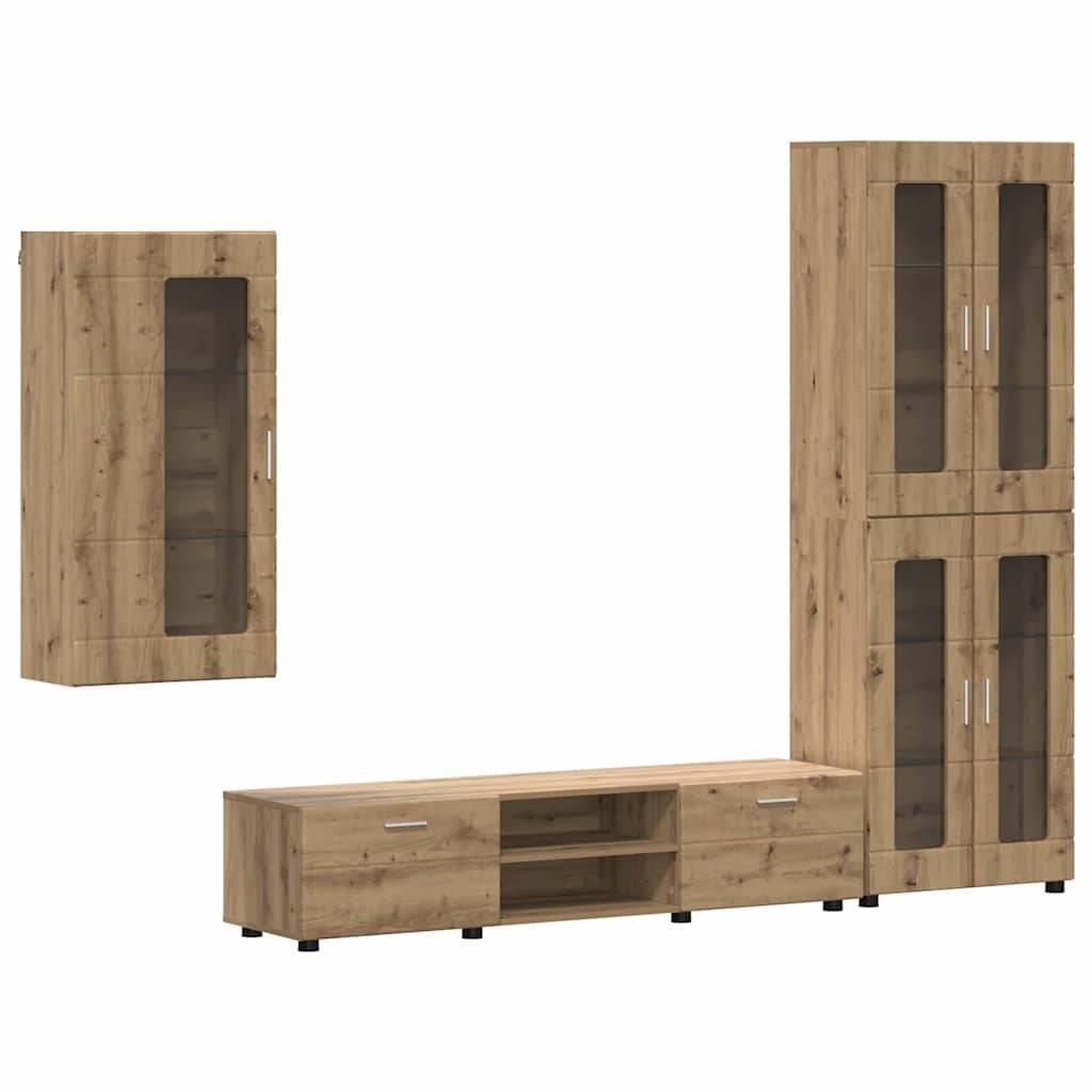 vidaXL TV-Schrankset mit Tür FLORIN 3 pcs Artisan-Eiche Holzwerkstoff