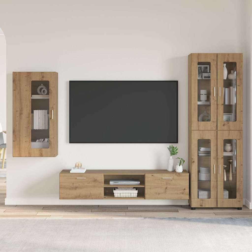 vidaXL TV-Schrankset mit Tür FLORIN 3 pcs Artisan-Eiche Holzwerkstoff