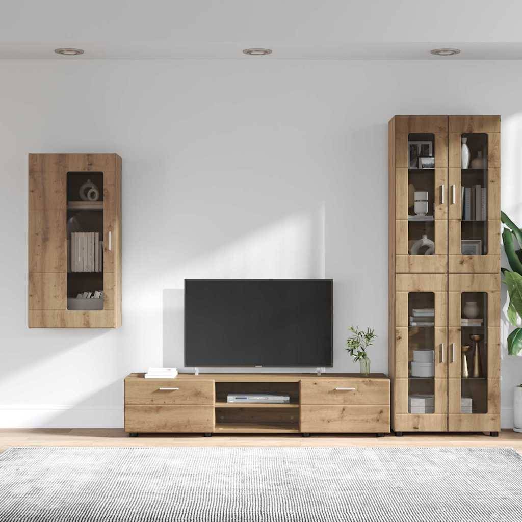 vidaXL TV-Schrankset mit Tür FLORIN 3 pcs Artisan-Eiche Holzwerkstoff