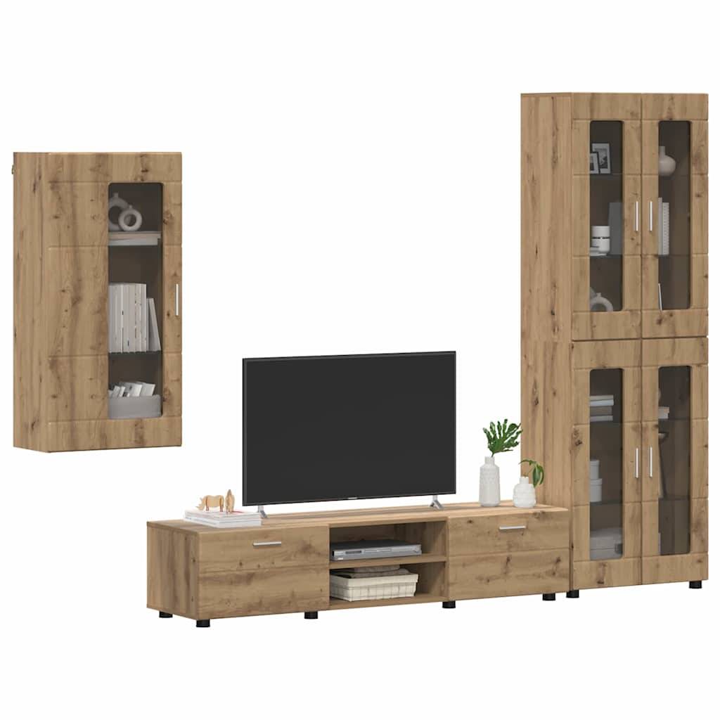 vidaXL TV-Schrankset mit Tür FLORIN 3 pcs Artisan-Eiche Holzwerkstoff