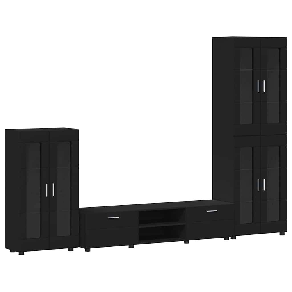 vidaXL TV-Schrankset mit Schubladen FLORIN 3 pcs Schwarz Holzwerkstoff